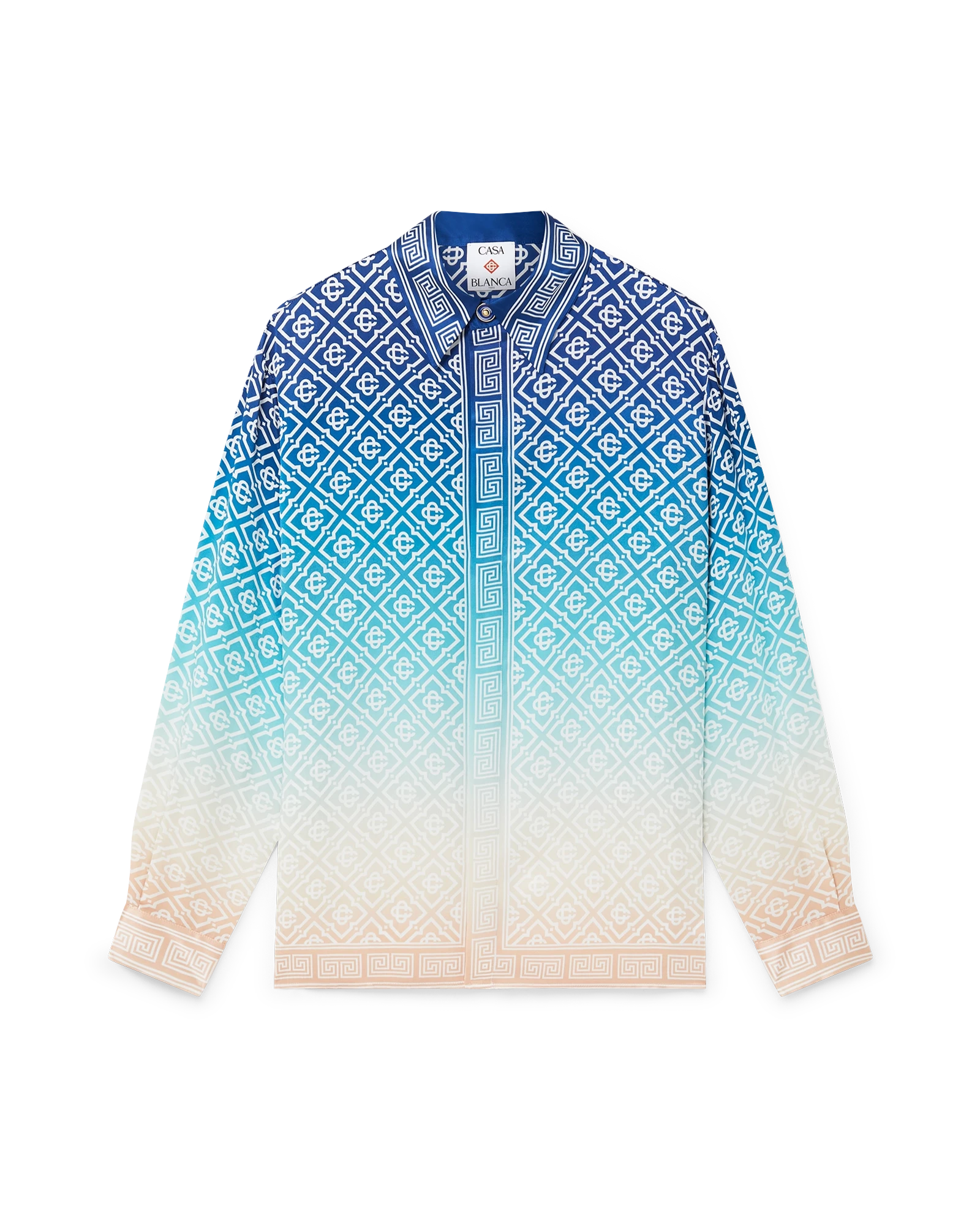 Jacquard Gradient Long Sleeve Silk Shirt