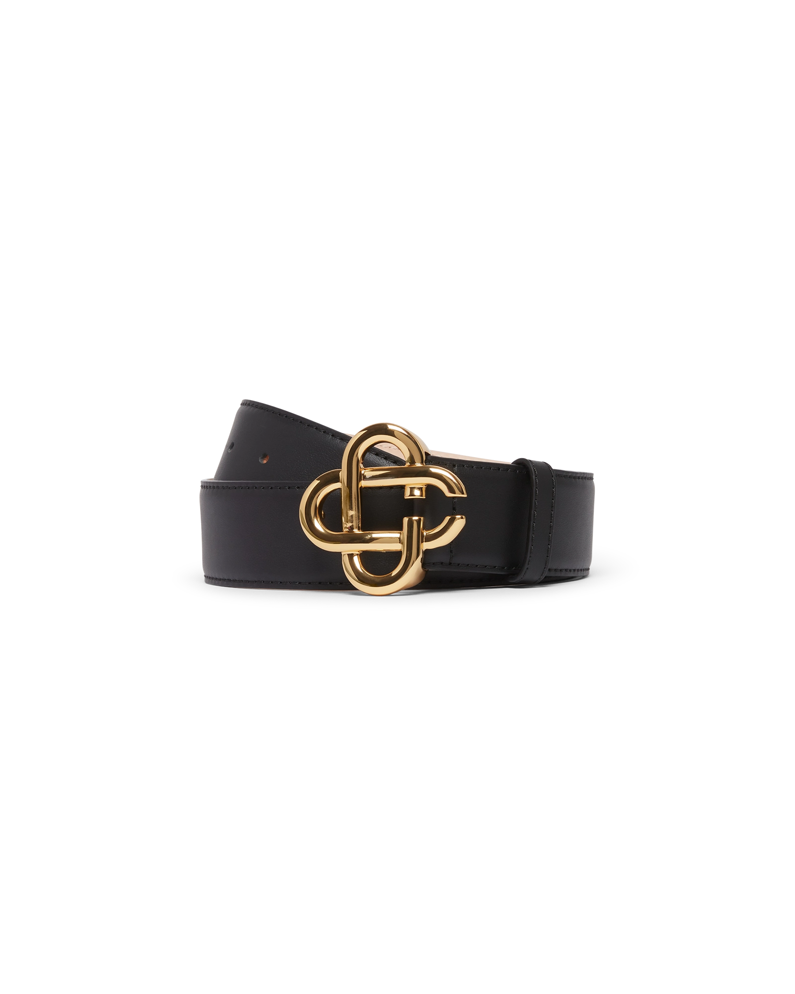 Mens Black Gold CC Logo Buckle Belt