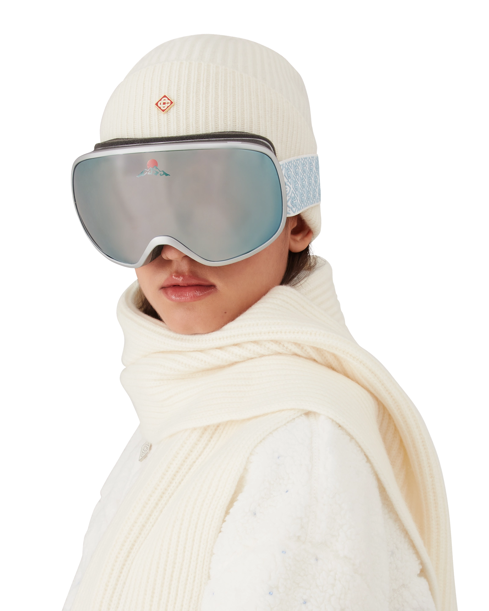 Silver & White Gradient Ski Goggles - 图片 3