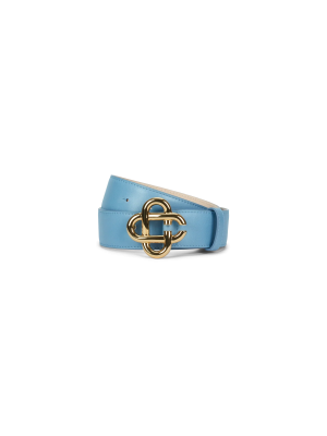 Womens Blue Leather Belt