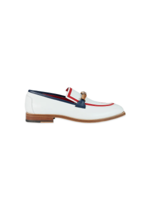 White & Red Leather Envelope Loafer