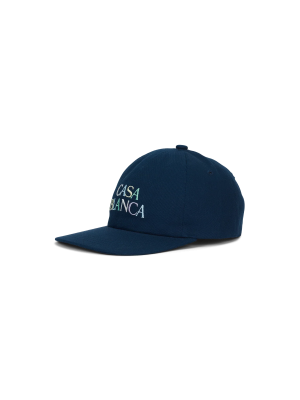 Navy Twill Stacked Logo Cap