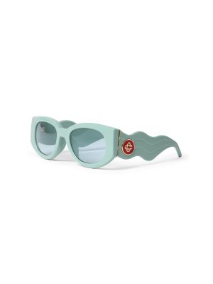 Acetate & Metal Oval Wave Sunglasses