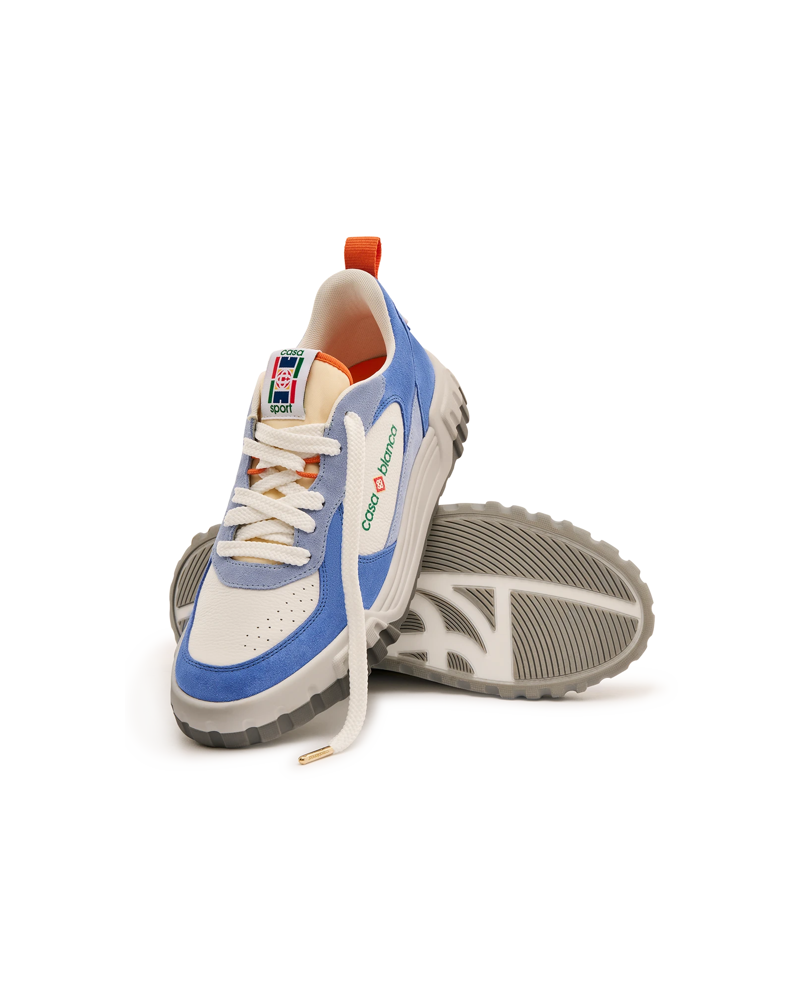 Women's White & Blue Court Sneaker - 图片 4