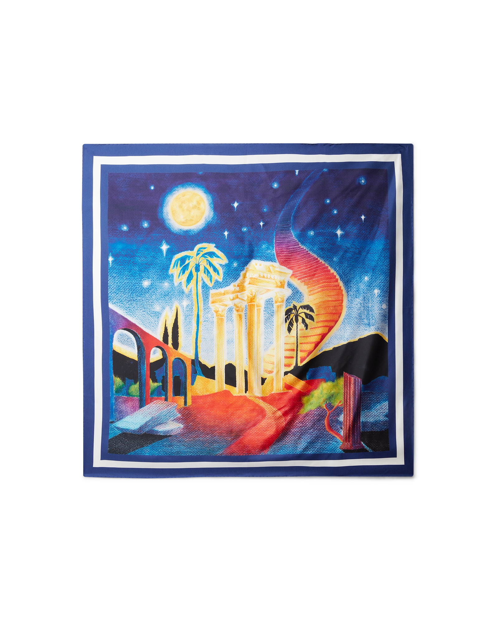 Midnight Acropolis Large Silk Scarf
