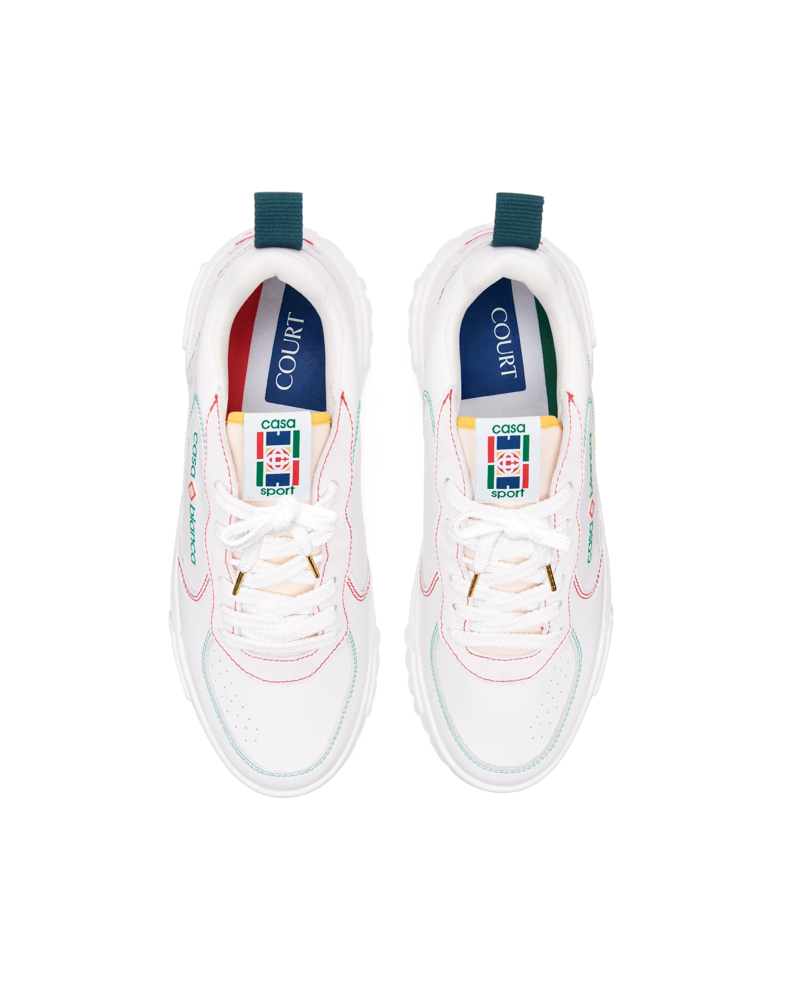 Men's Court White & Multicolour Sneakers - 图片 4