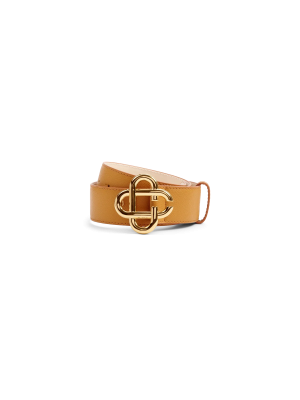 Mens Tan CC Logo Buckle Belt