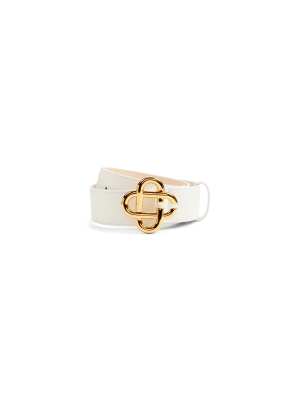 Womens White CC Logo Buckle Belt