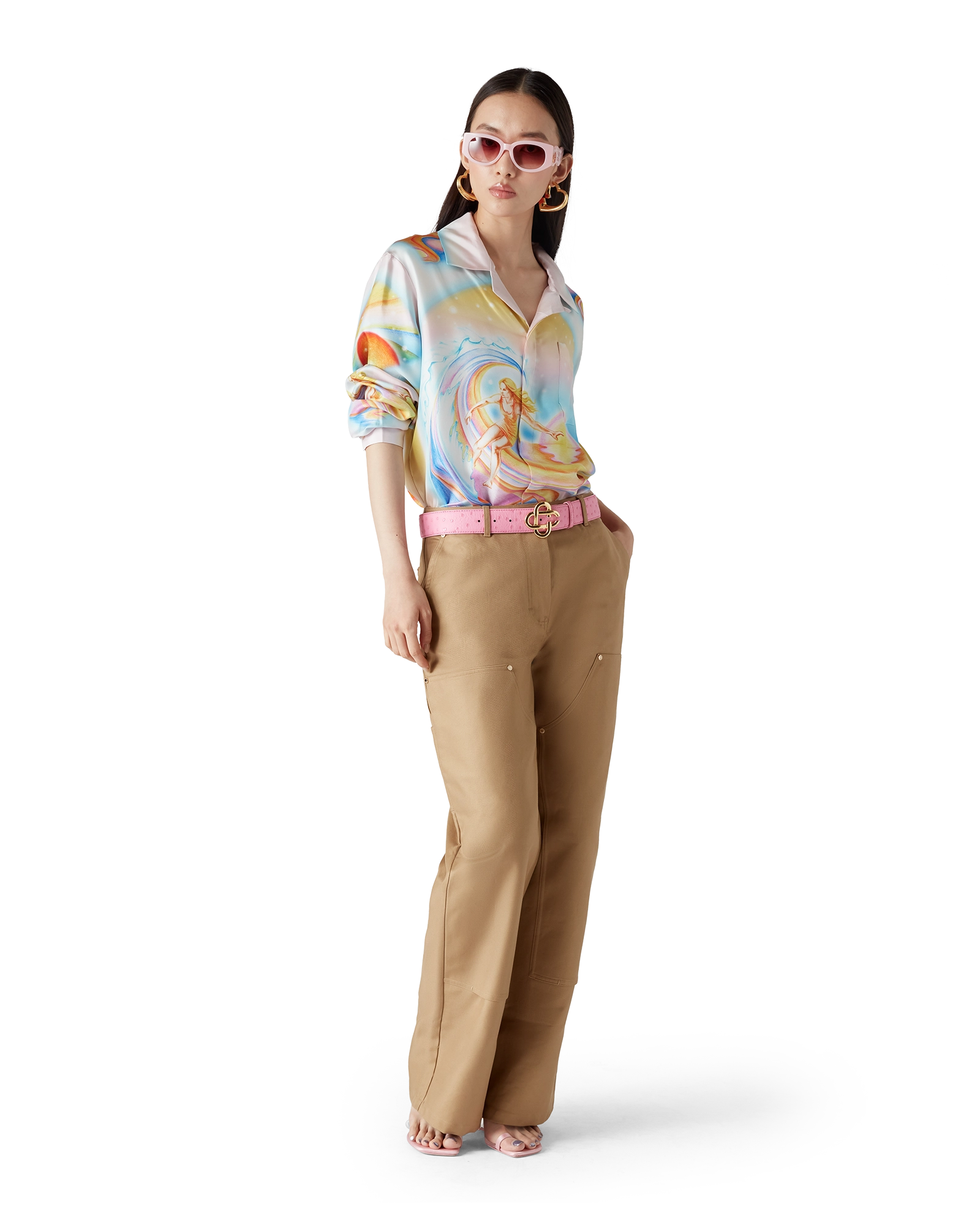 Pink Embossed CC Logo Belt - 图片 5