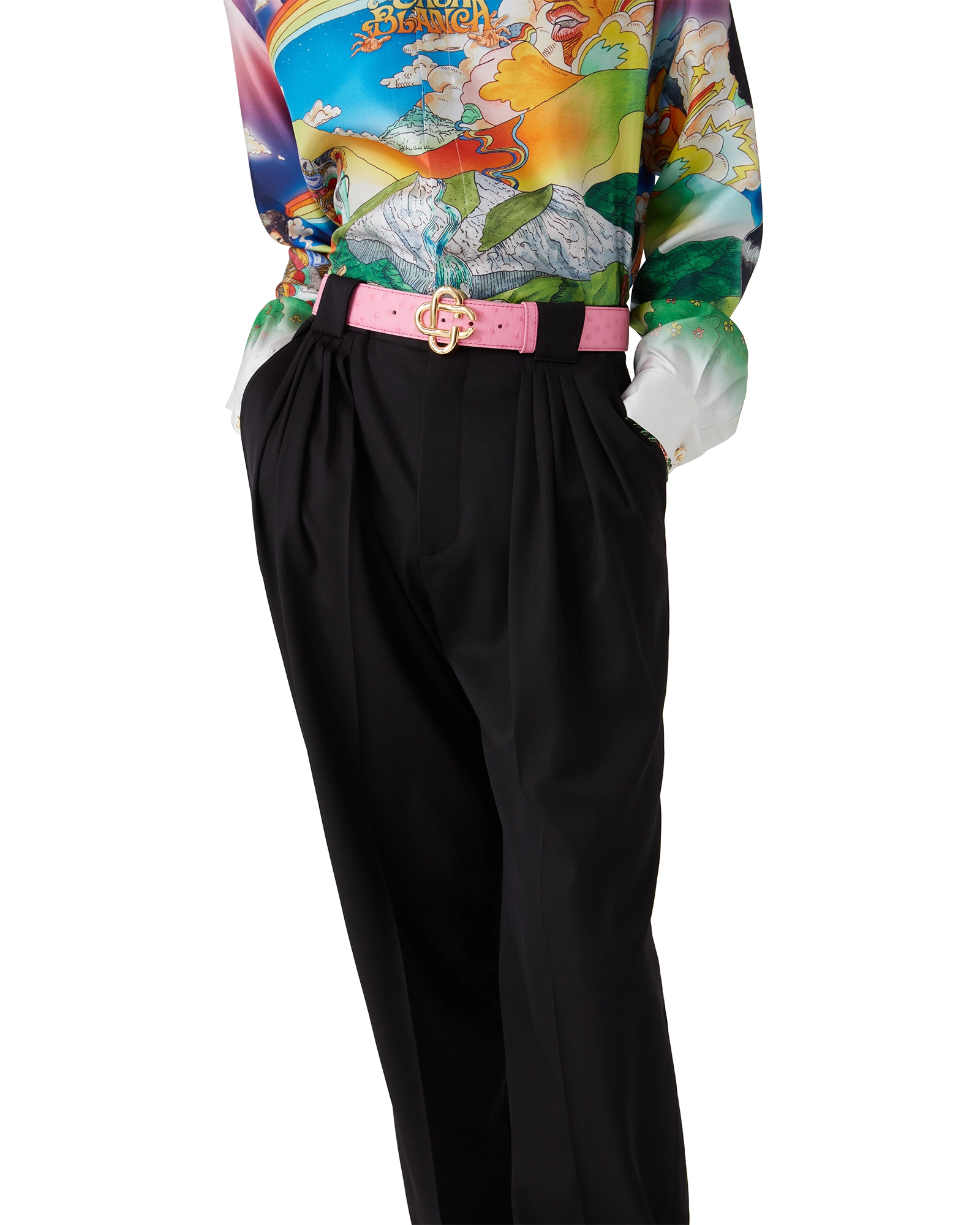 Pink Embossed CC Logo Belt - 图片 3