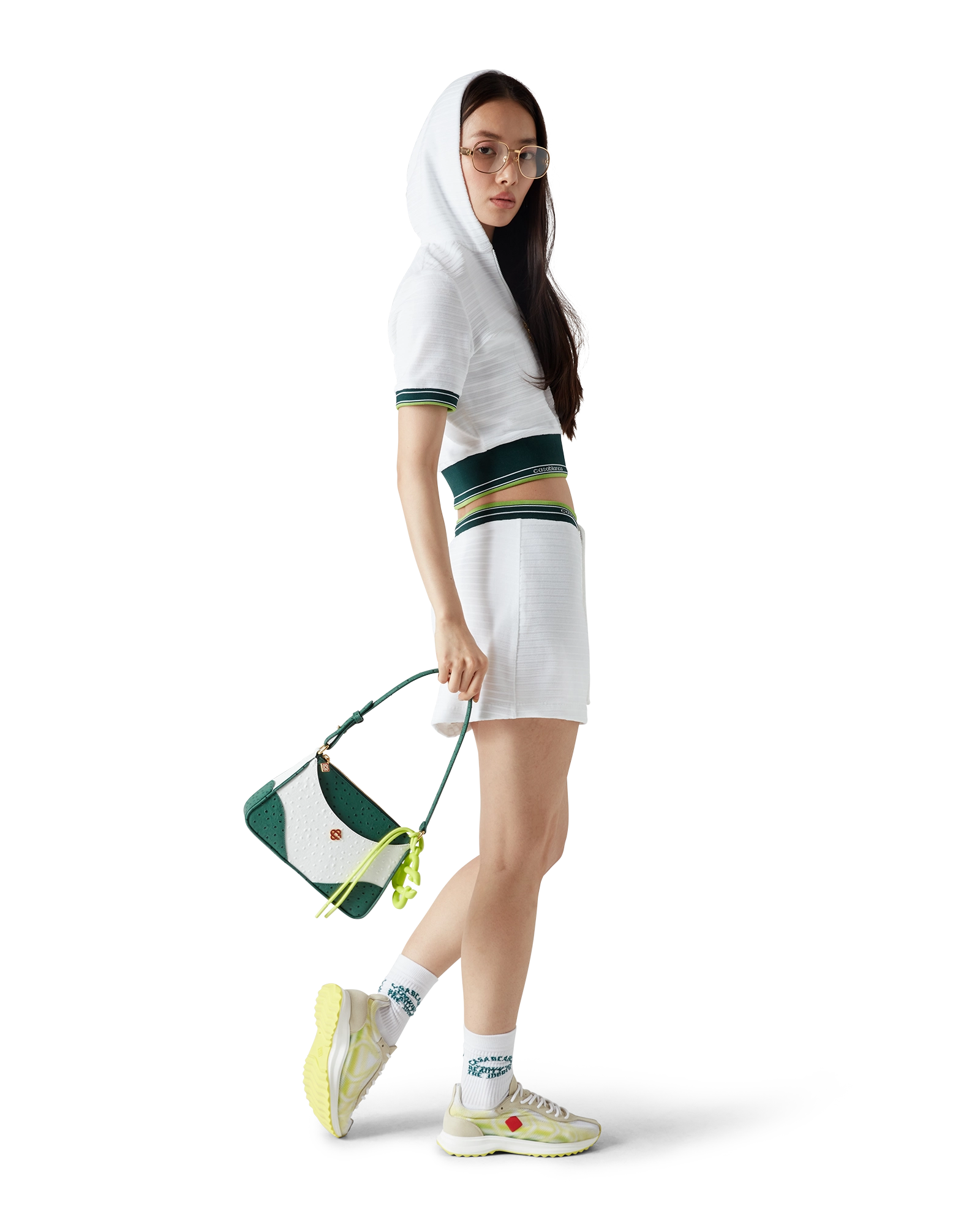 White & Green Jeanne Pochette Shoulder Bag - 图片 3