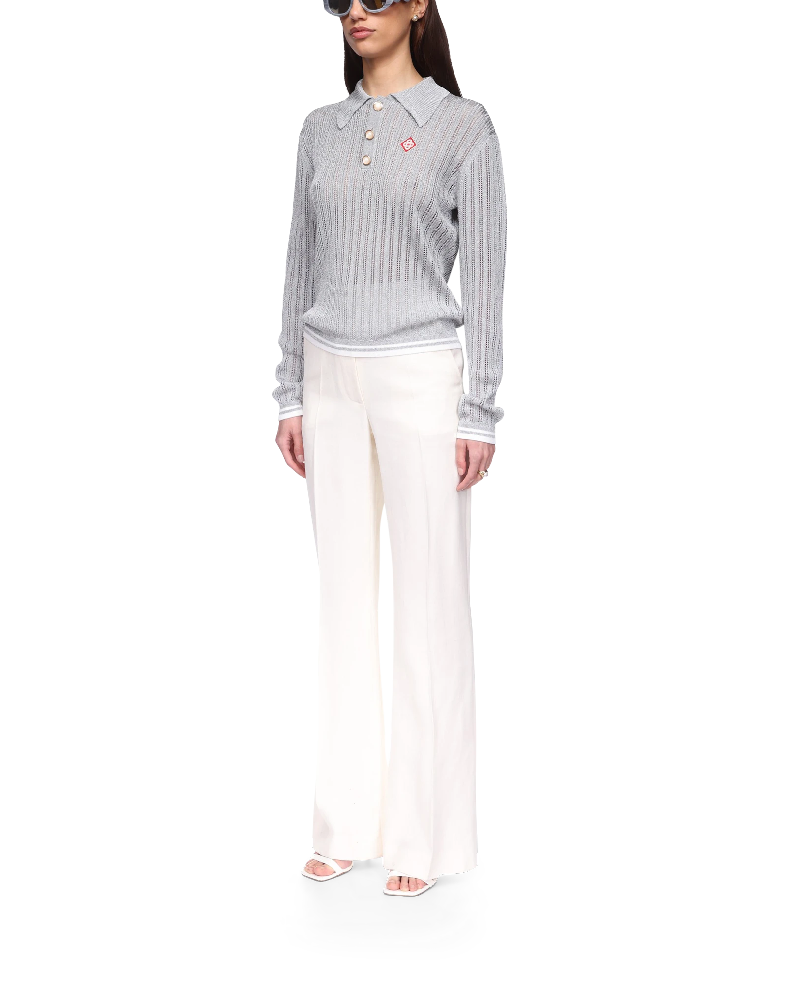 Silver Long Sleeve Polo Shirt - 图片 3