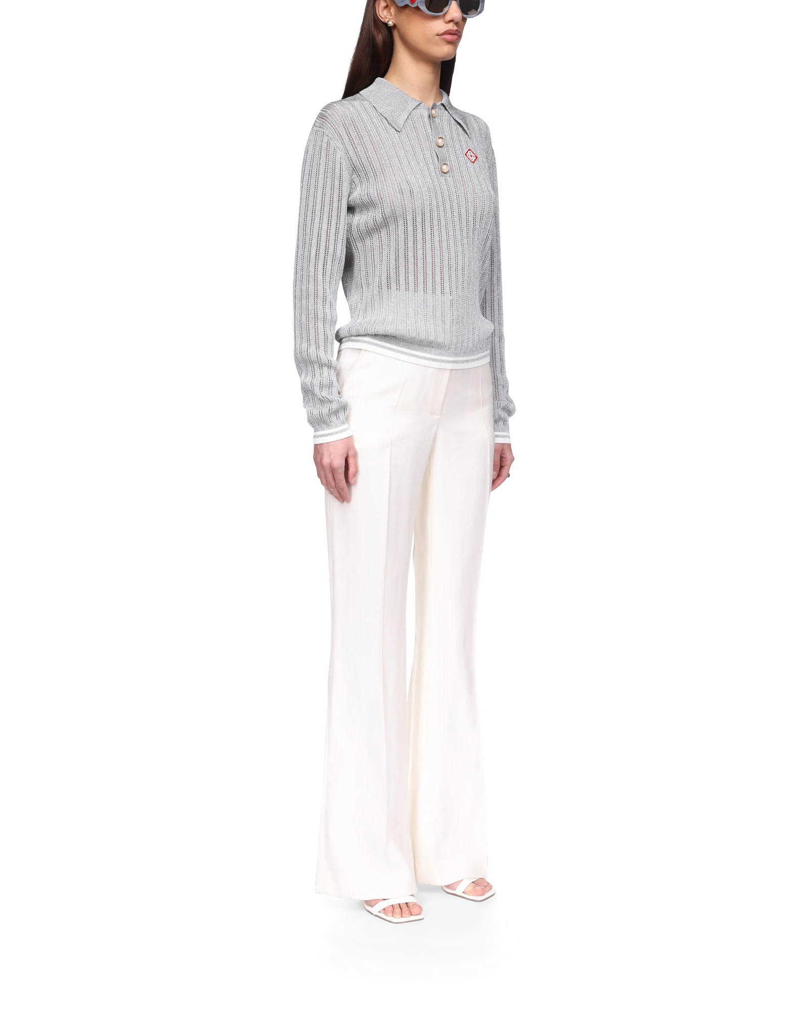 Silver Long Sleeve Polo Shirt - 图片 5