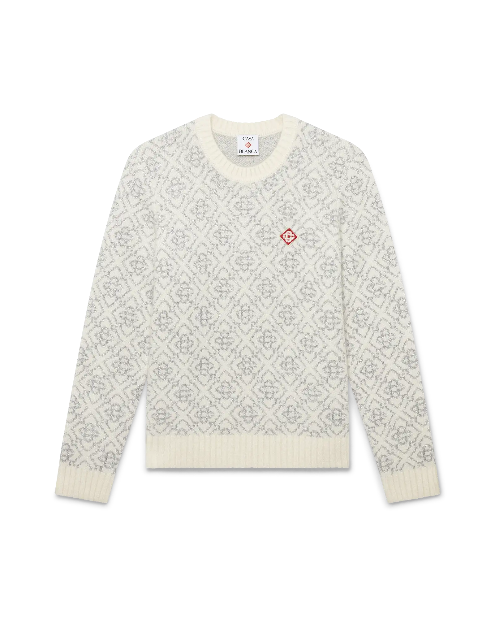 Silver Monogram Mohair Blend Crew Neck