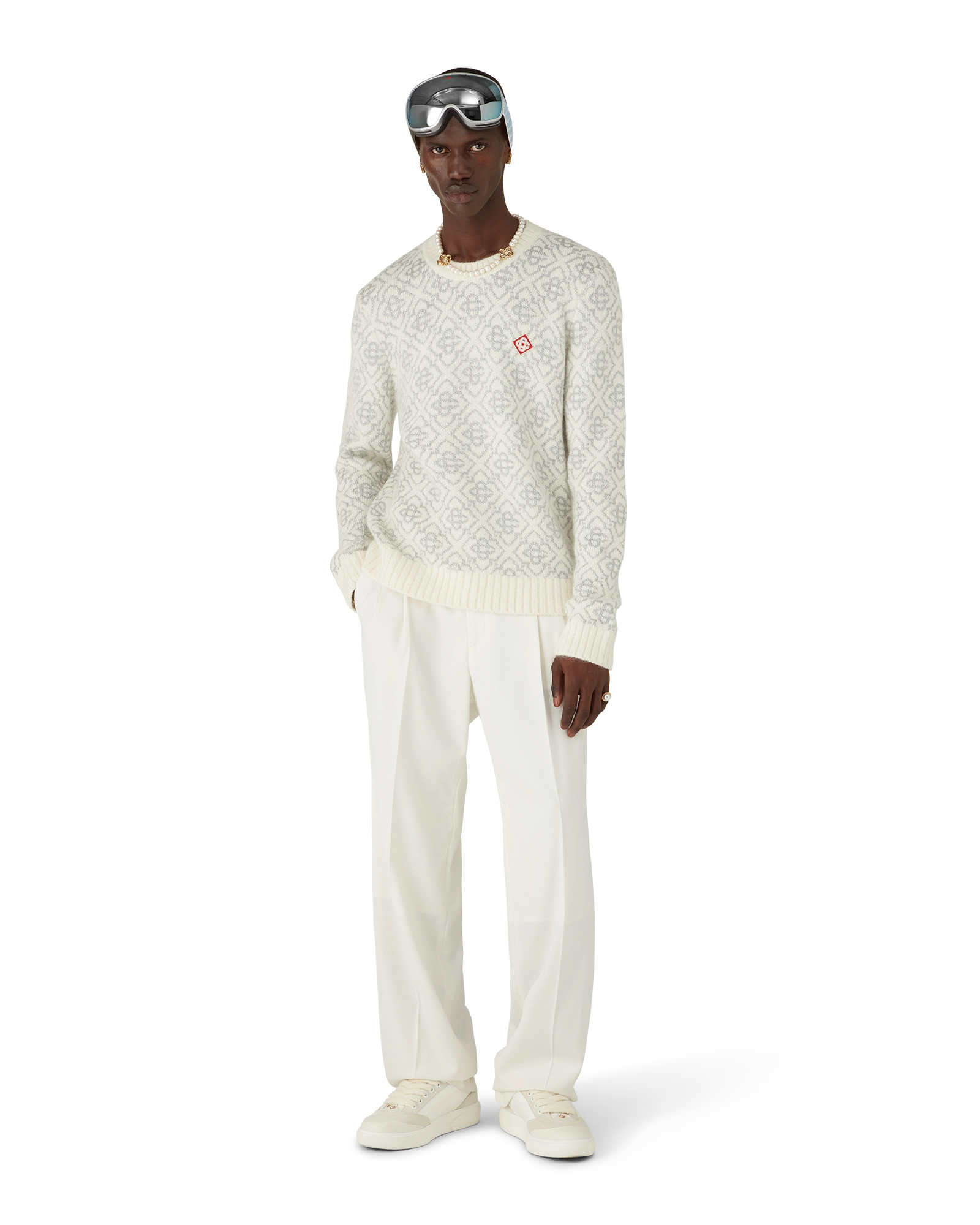 Silver Monogram Mohair Blend Crew Neck - 图片 2