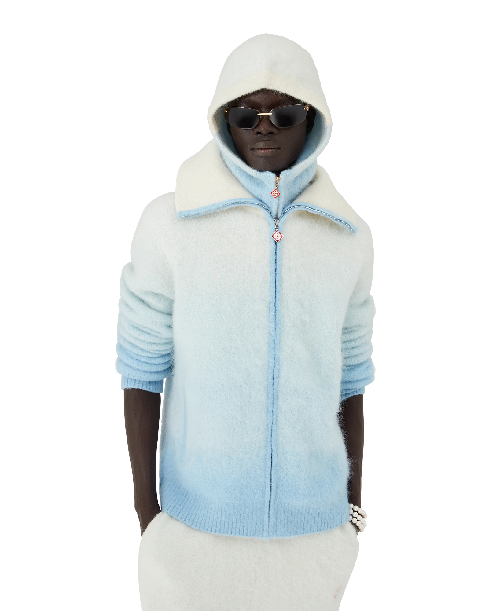 Fluffy Gradient Mohair Zip Jacket - 图片 4