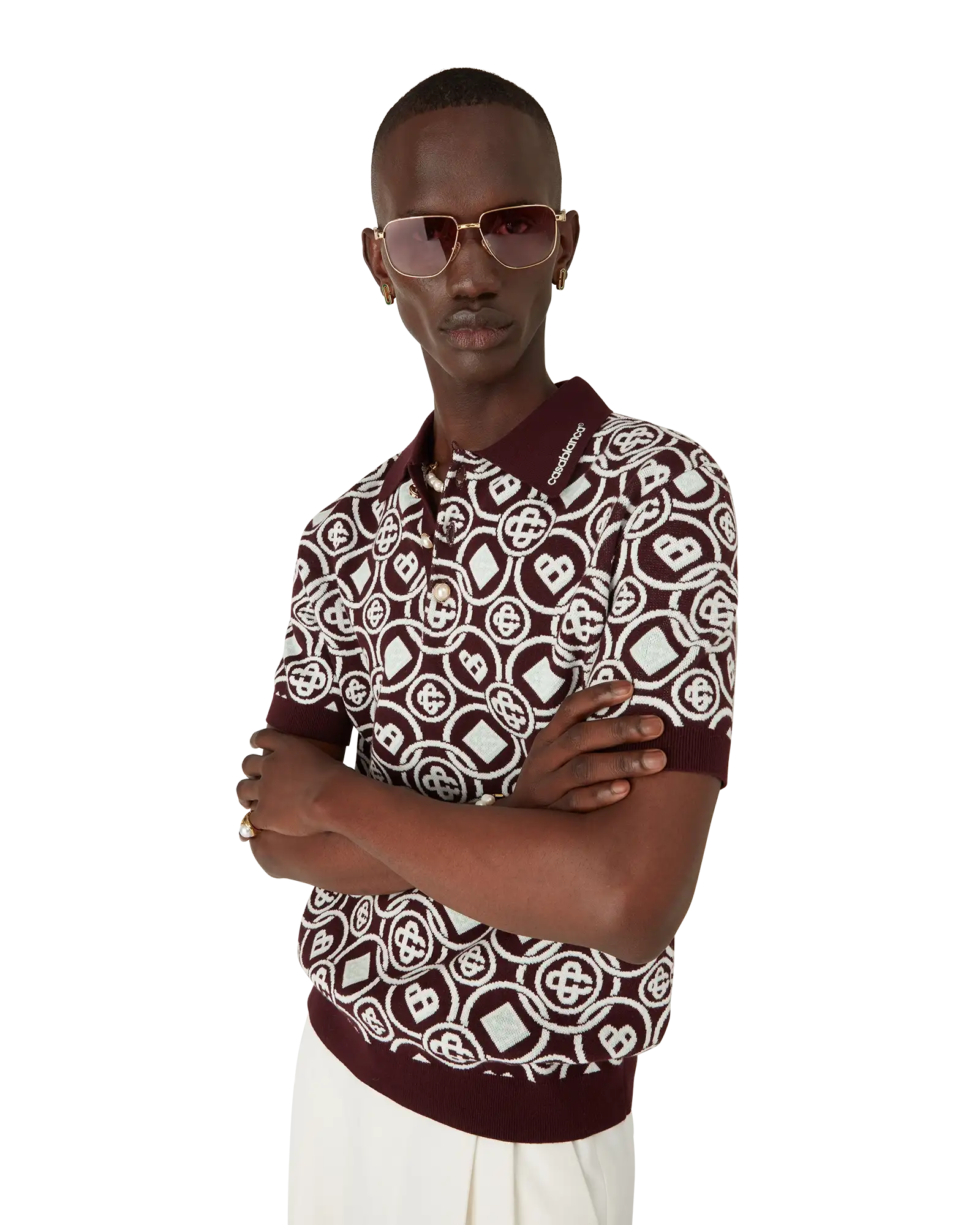 Monogram Cotton Knit Polo shirt - 图片 4