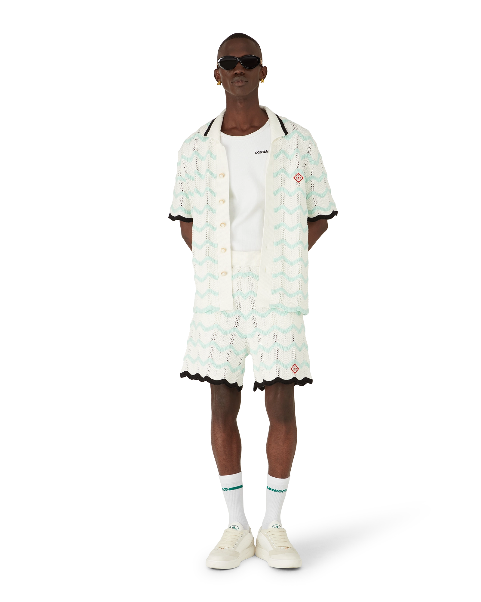 Gradient Wave Cotton Crochet Shorts - 图片 3