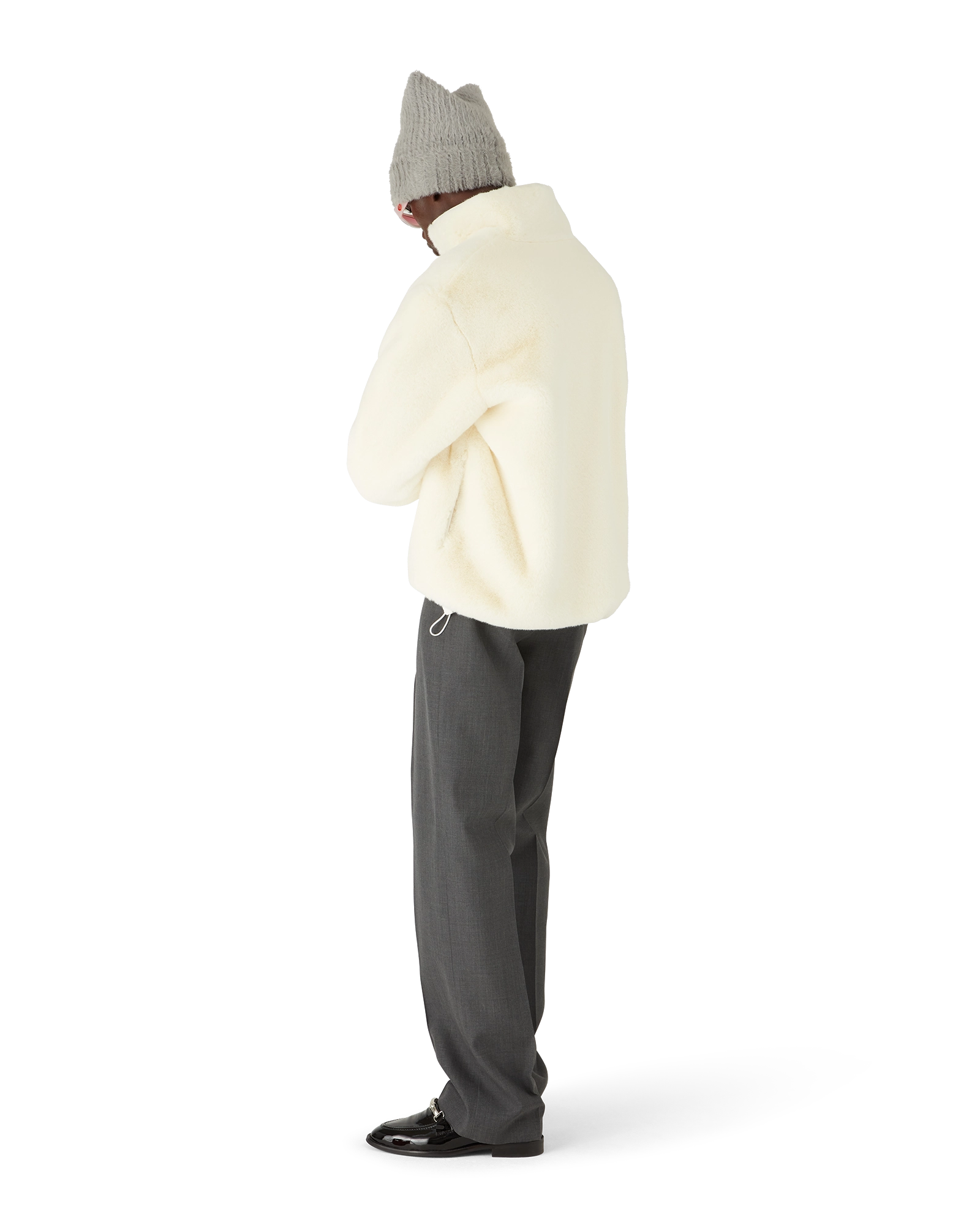 Tennis Mascot Quarter Zip Faux Fur Jacket - 图片 3