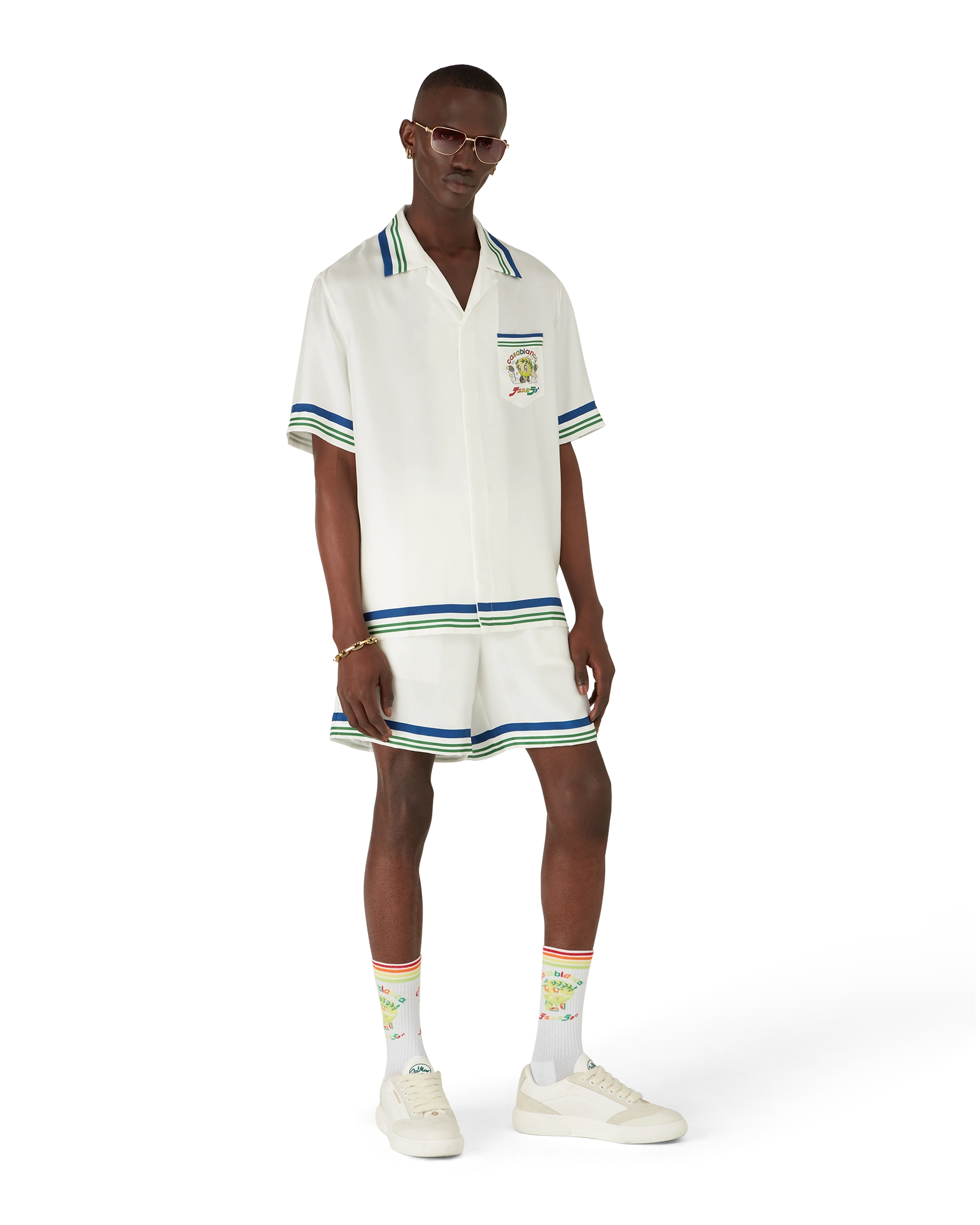 Tennis Mascot Short Sleeve Silk Twill Shirt - 图片 2