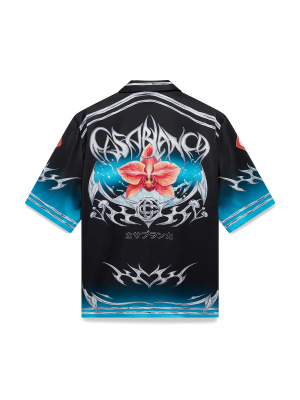 Blades Short Sleeve Silk Satin Shirt