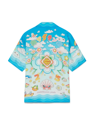 Kawaii Motif Short Sleeve Silk Twill Shirt