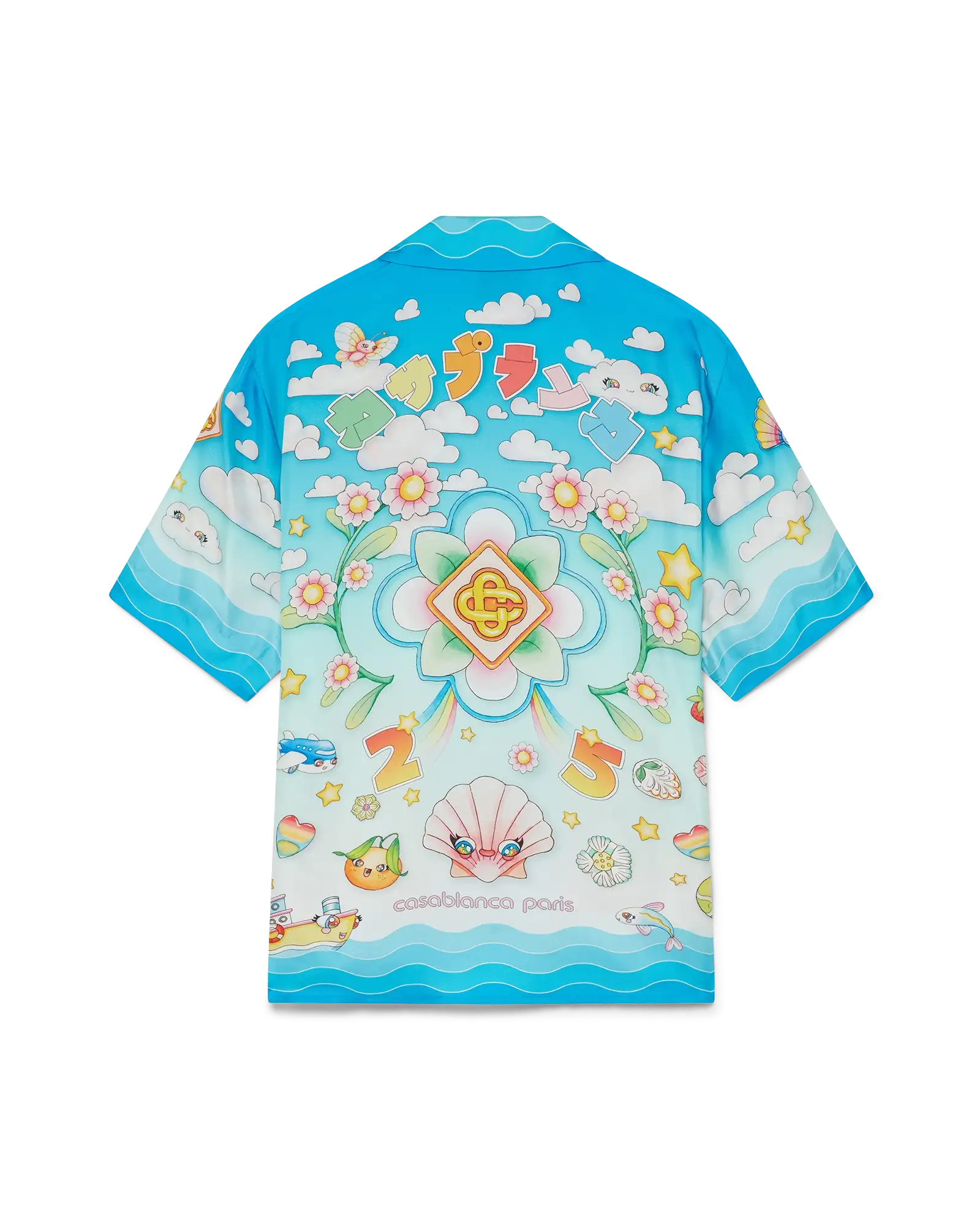 Kawaii Motif Short Sleeve Silk Twill Shirt