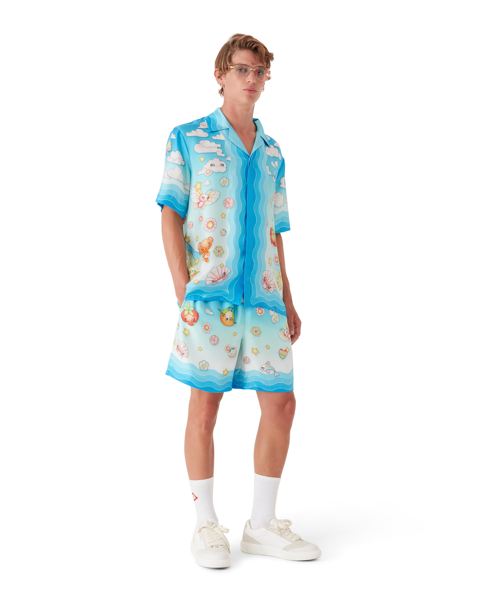 Kawaii Motif Short Sleeve Silk Twill Shirt - 图片 2