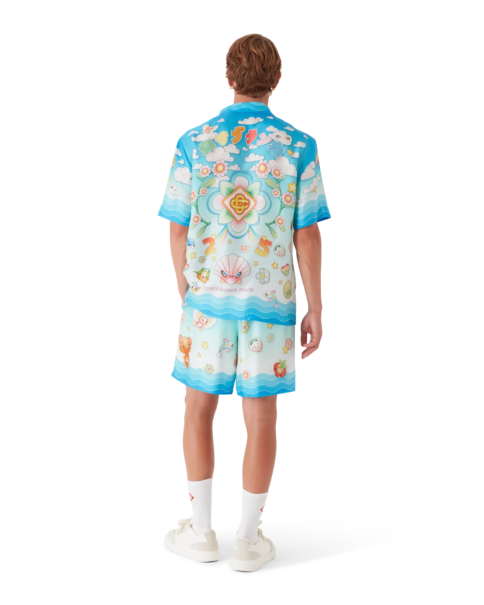 Kawaii Motif Short Sleeve Silk Twill Shirt - 图片 3