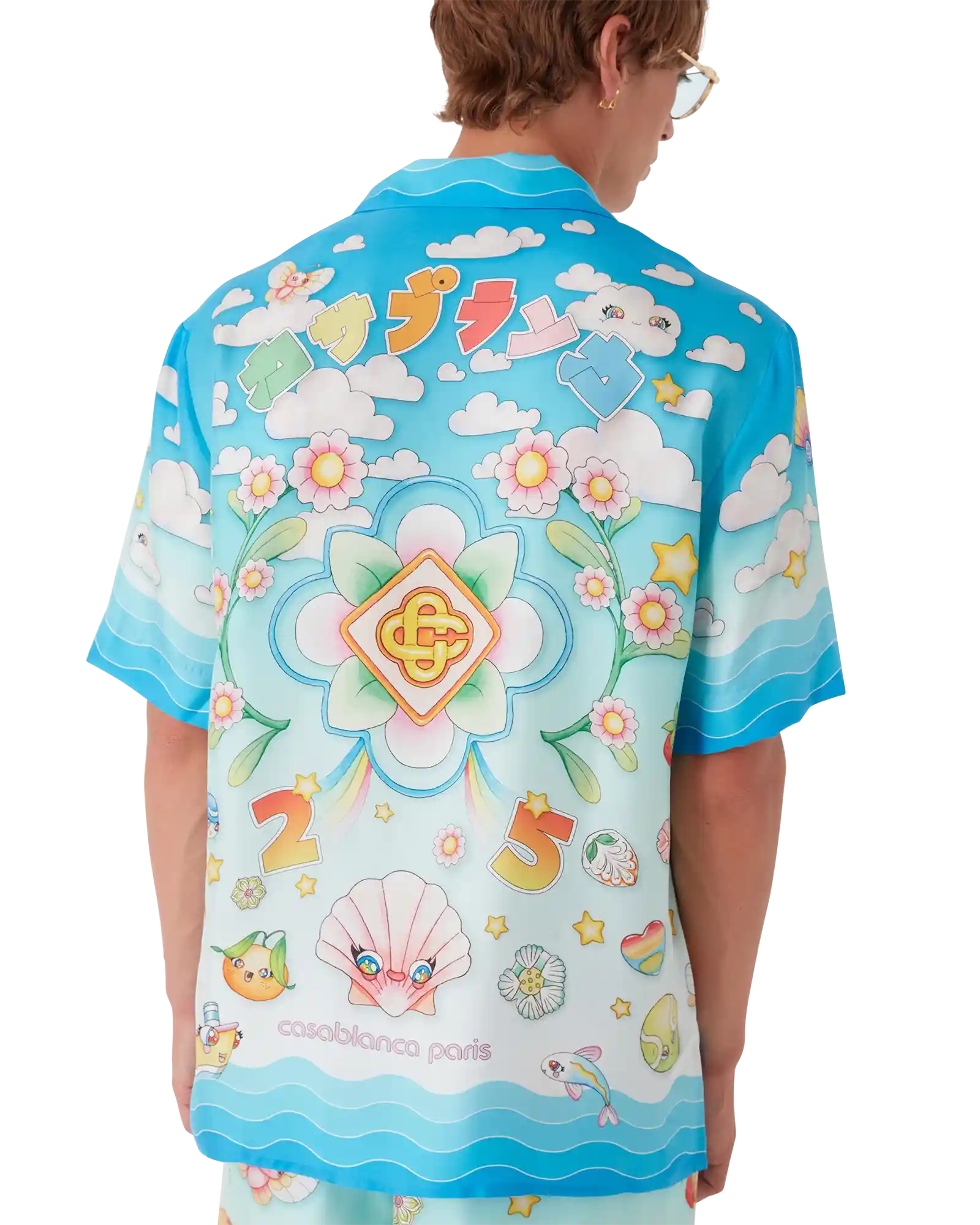 Kawaii Motif Short Sleeve Silk Twill Shirt - 图片 5