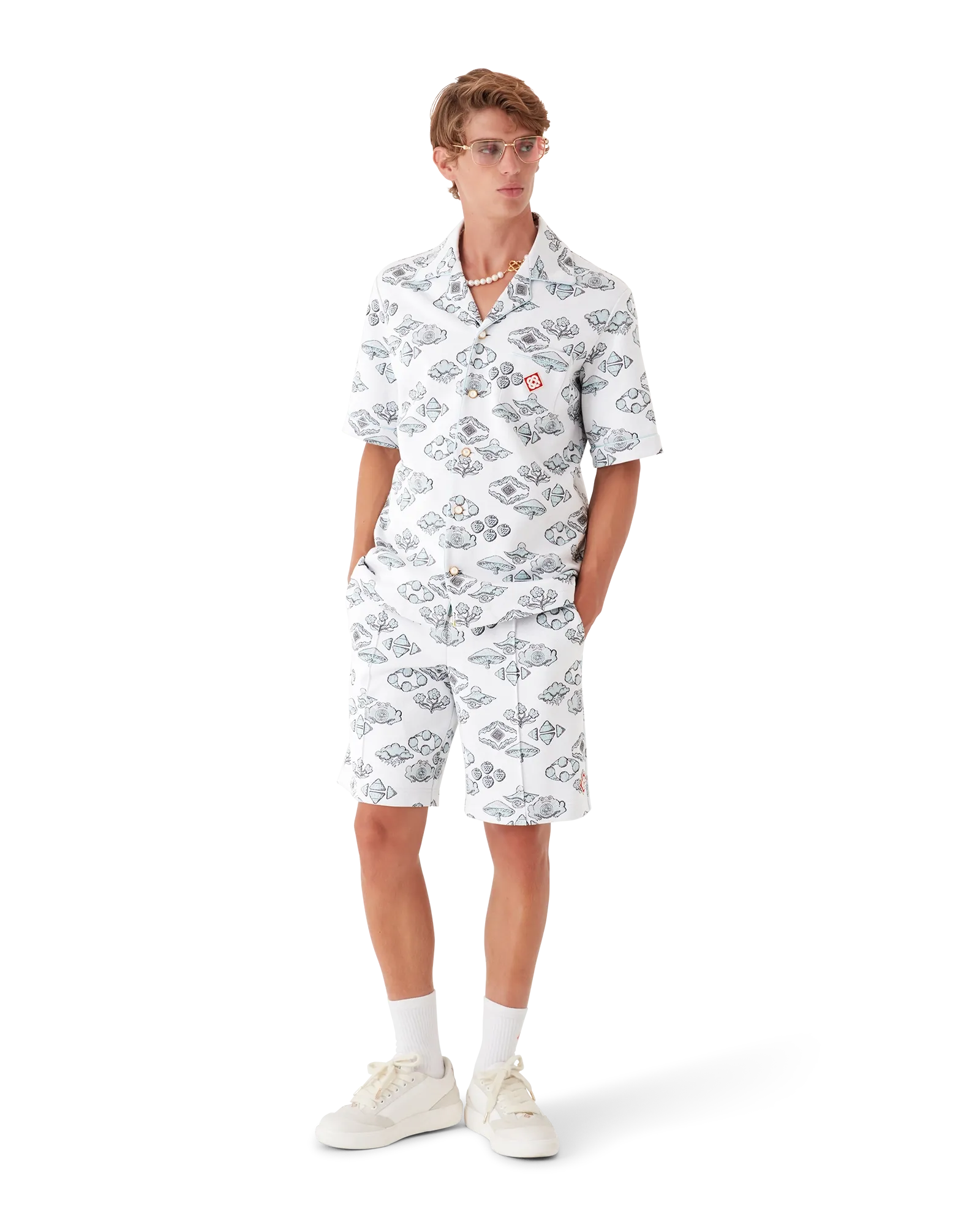 Jacquard Motif Short Sleeve Shirt - 图片 2