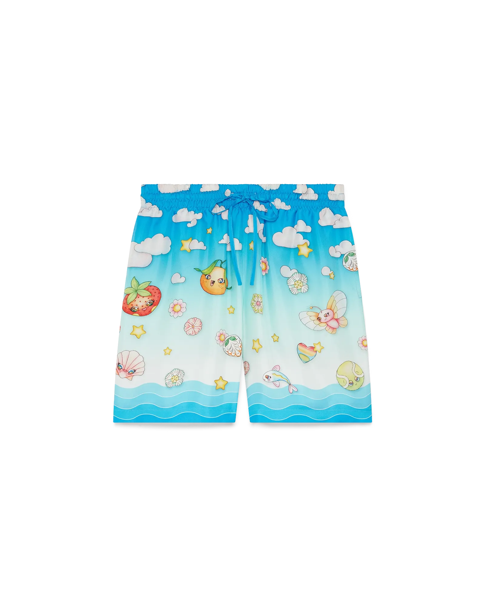 Kawaii Motif Silk Twill Shorts