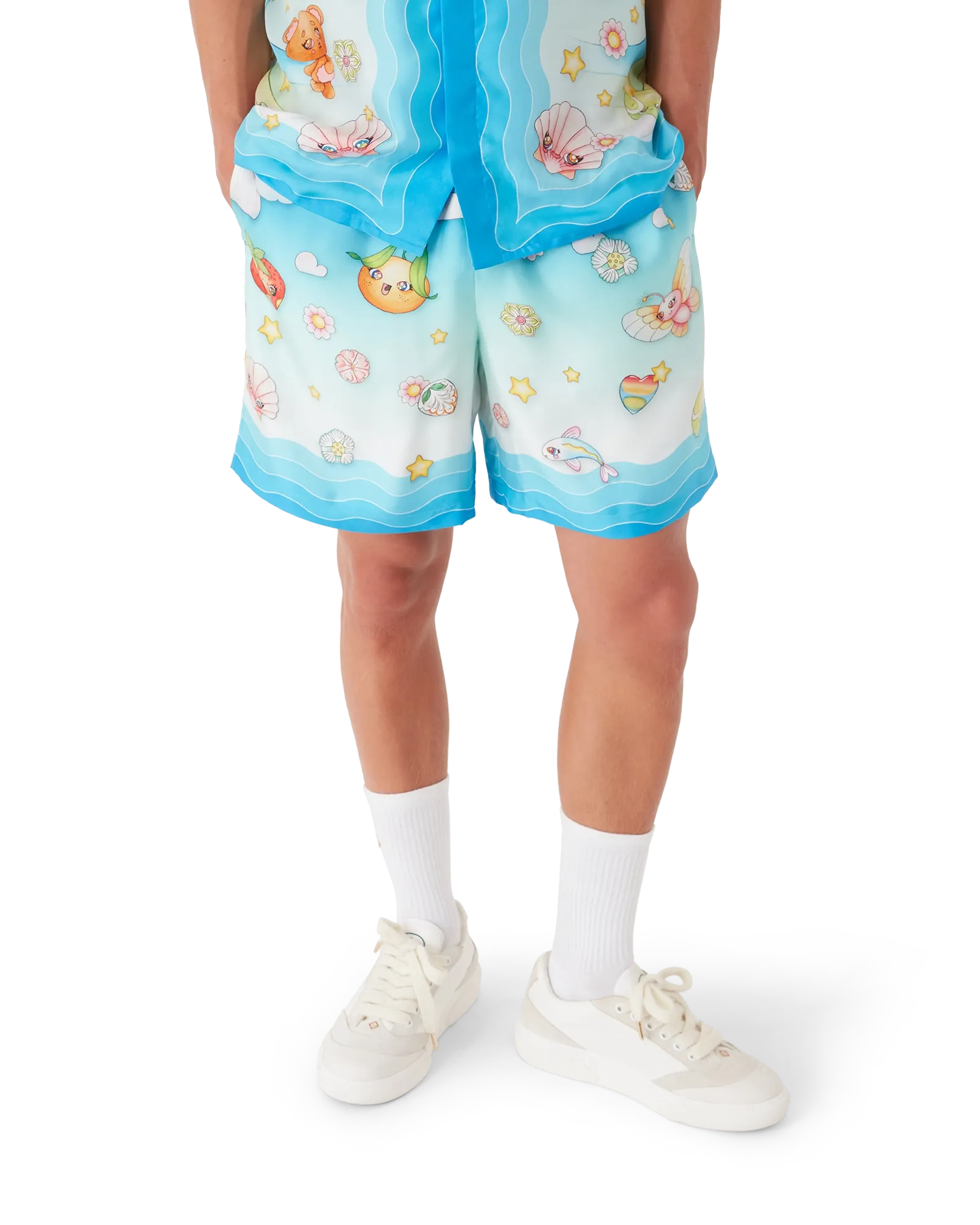 Kawaii Motif Silk Twill Shorts - 图片 4