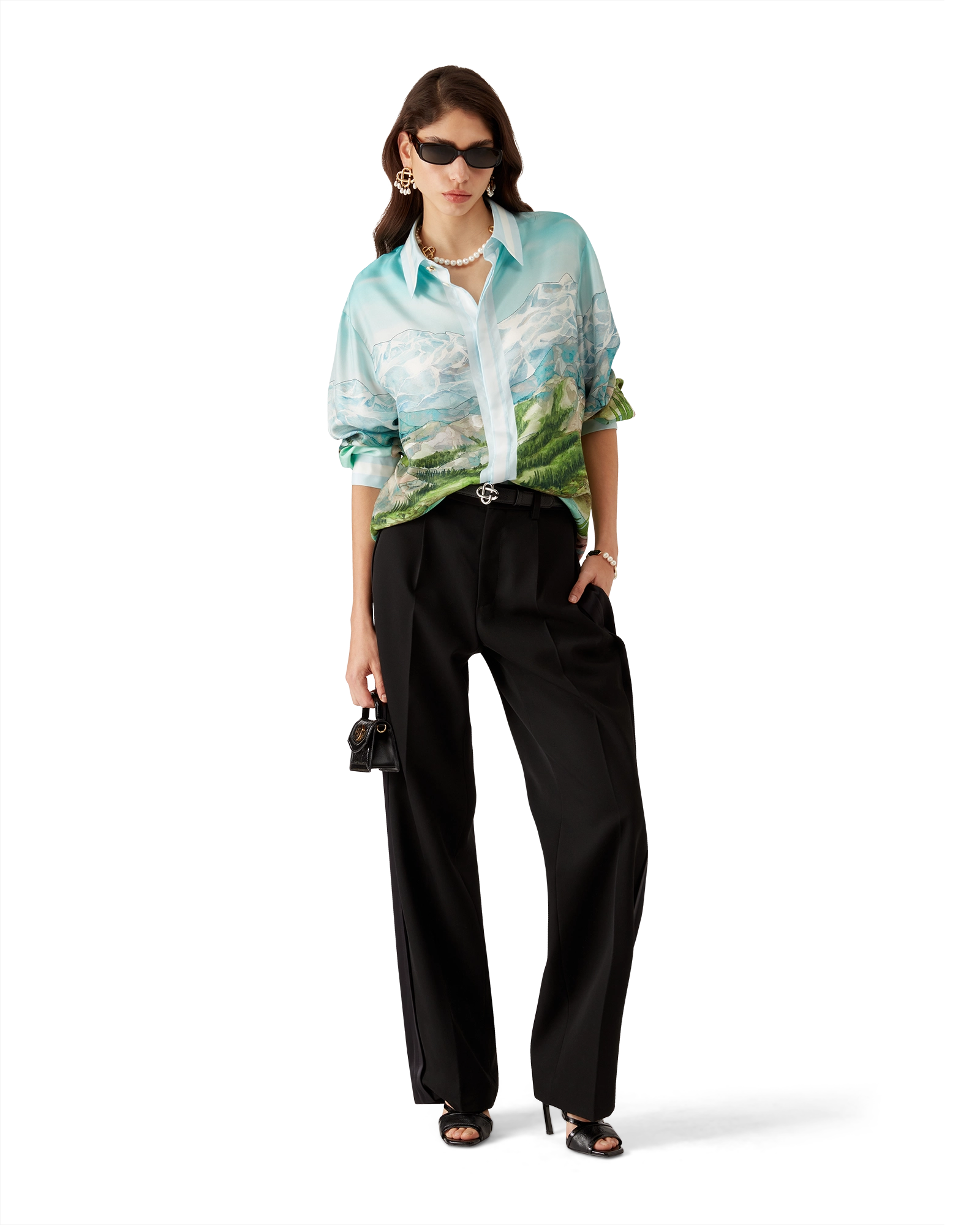 Dalmatian A La Montange Long Sleeve Silk Shirt - 图片 2