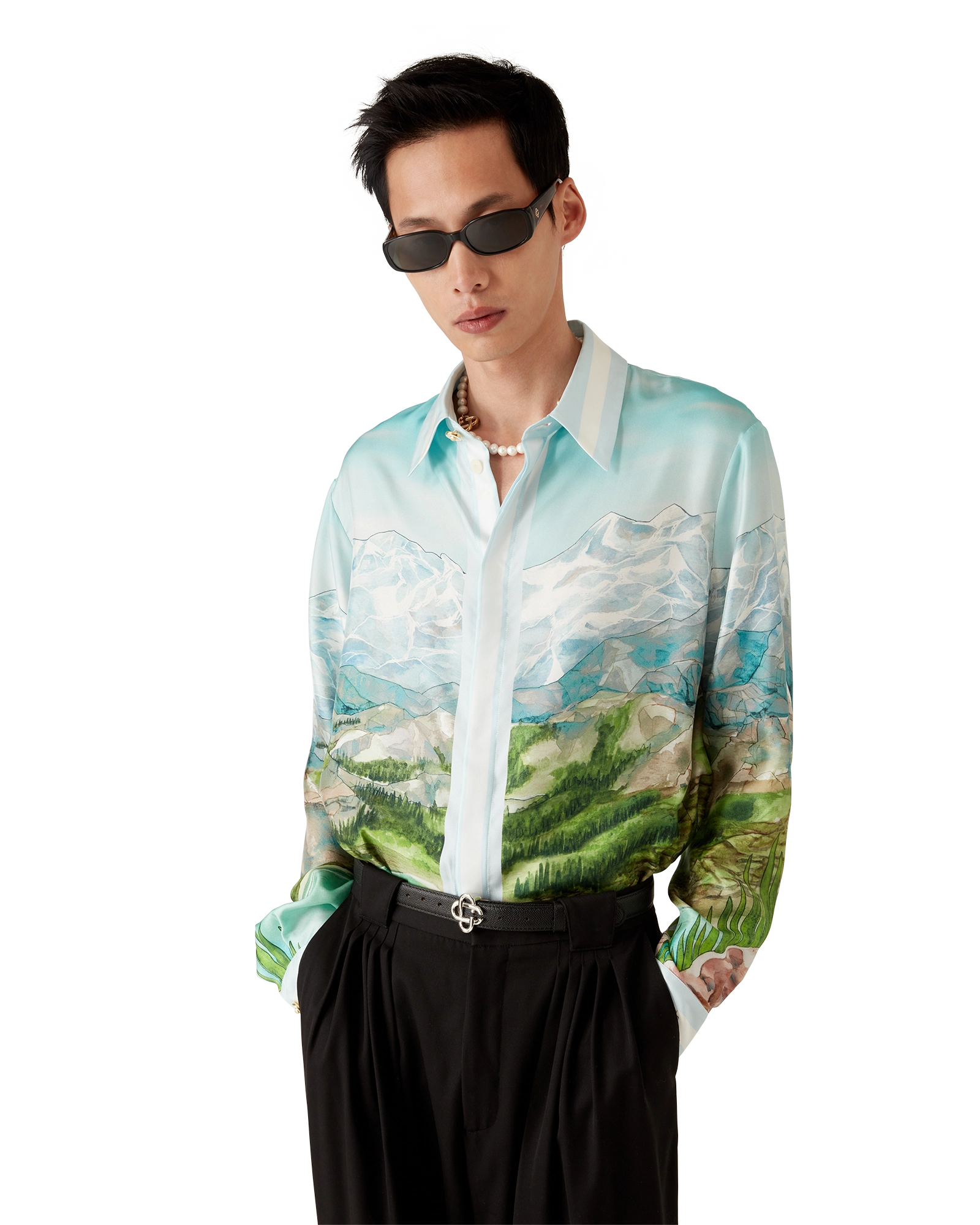 Dalmatian A La Montange Long Sleeve Silk Shirt - 图片 7