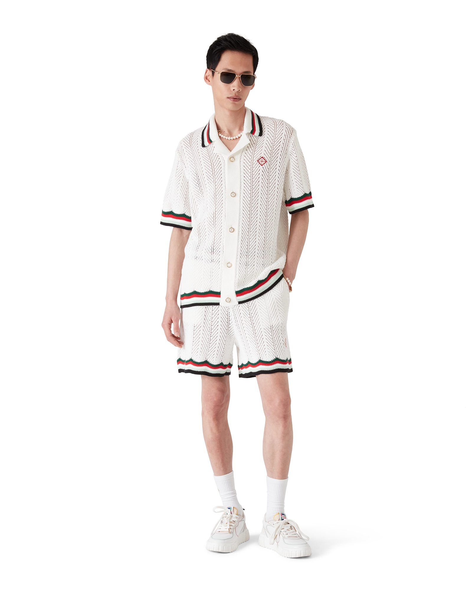 Cotton Chevron Crochet Shorts - 图片 2