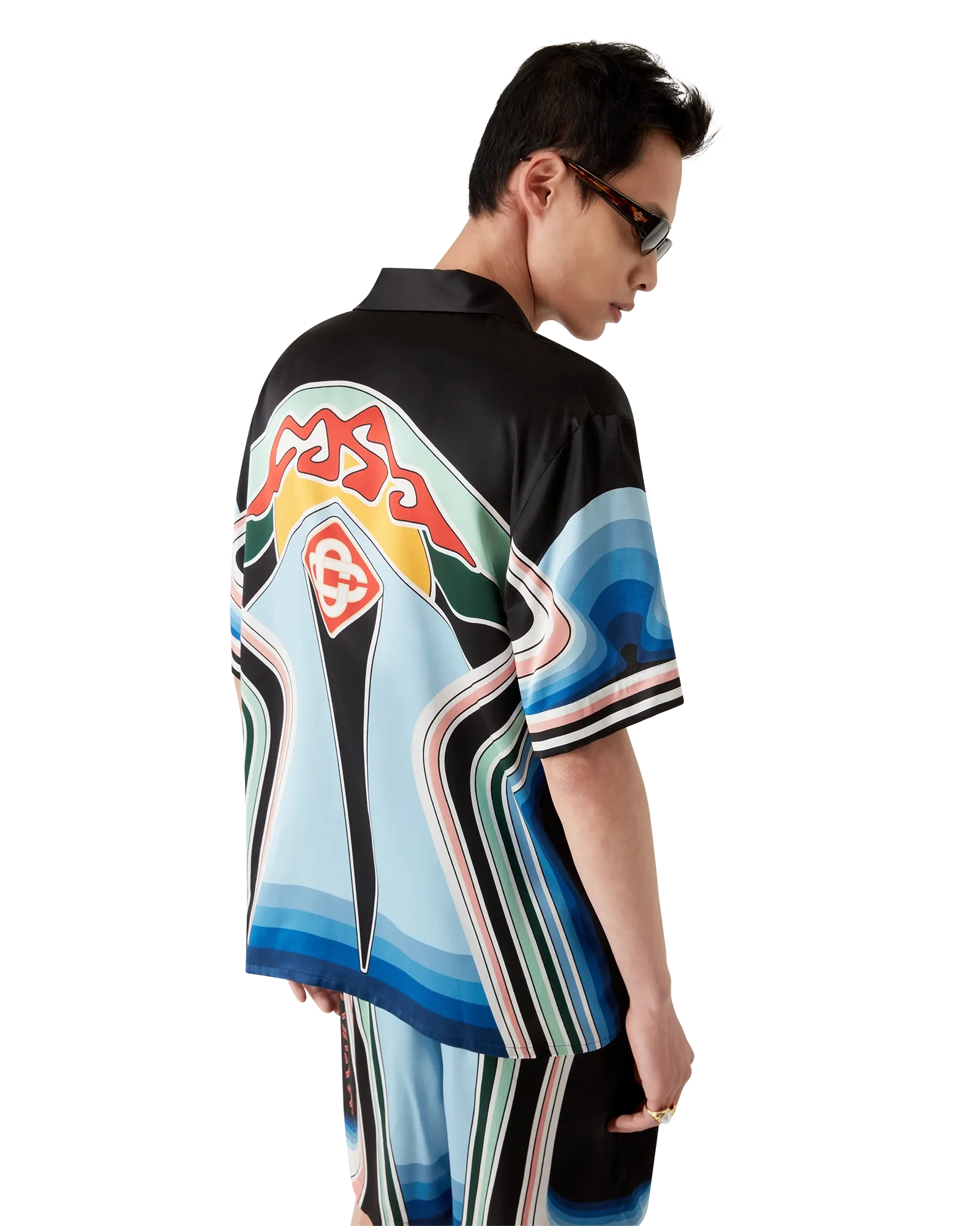 Graphic Mountain Short Sleeve Silk Shirt - 图片 4