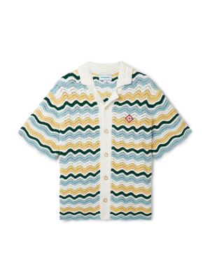 Wavy Short Sleeve Boucle Shirt