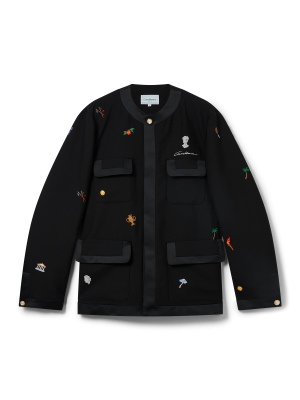 Embroidered Motif Wool Tailored Jacket