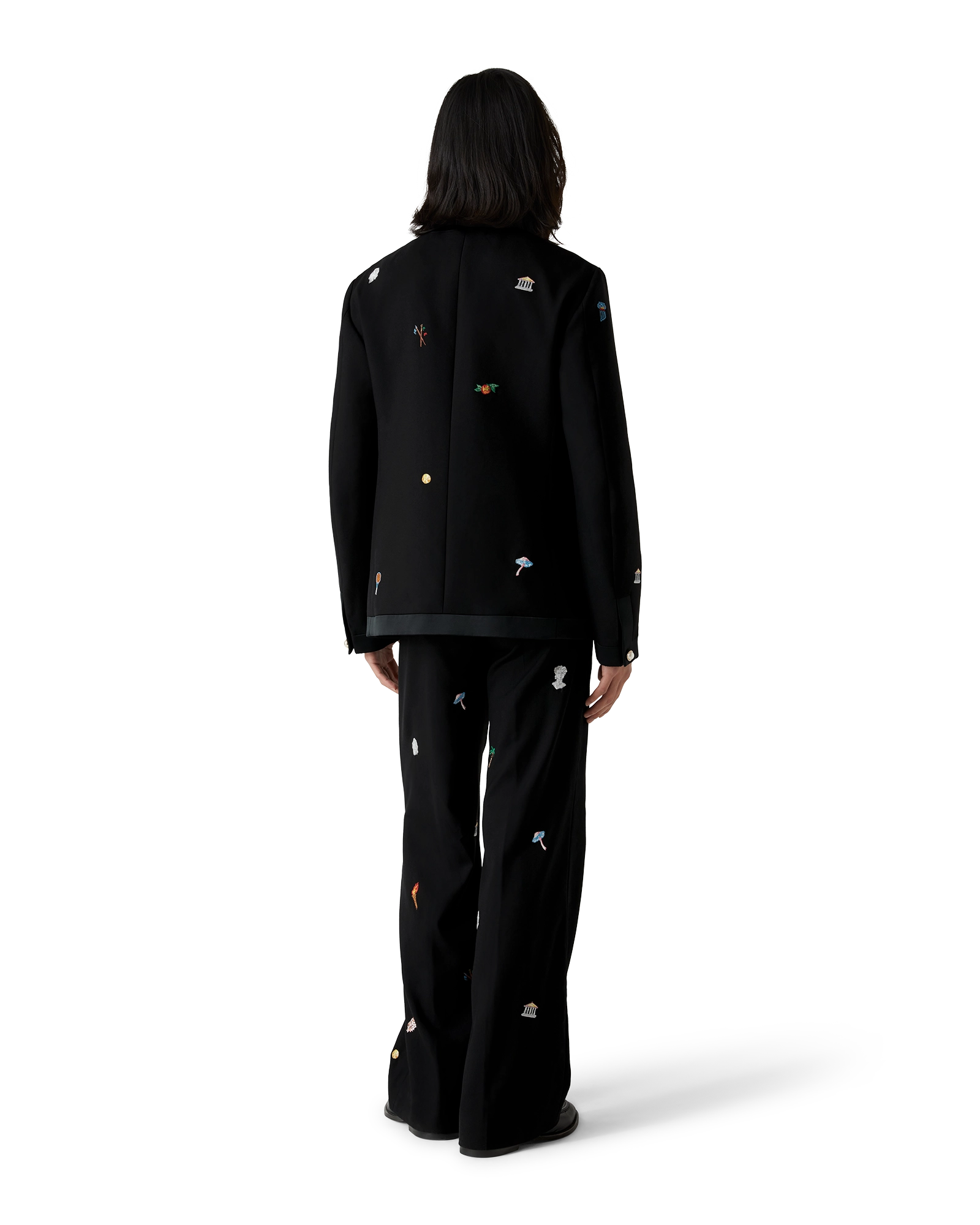 Embroidered Motif Wool Tailored Trousers - 图片 3