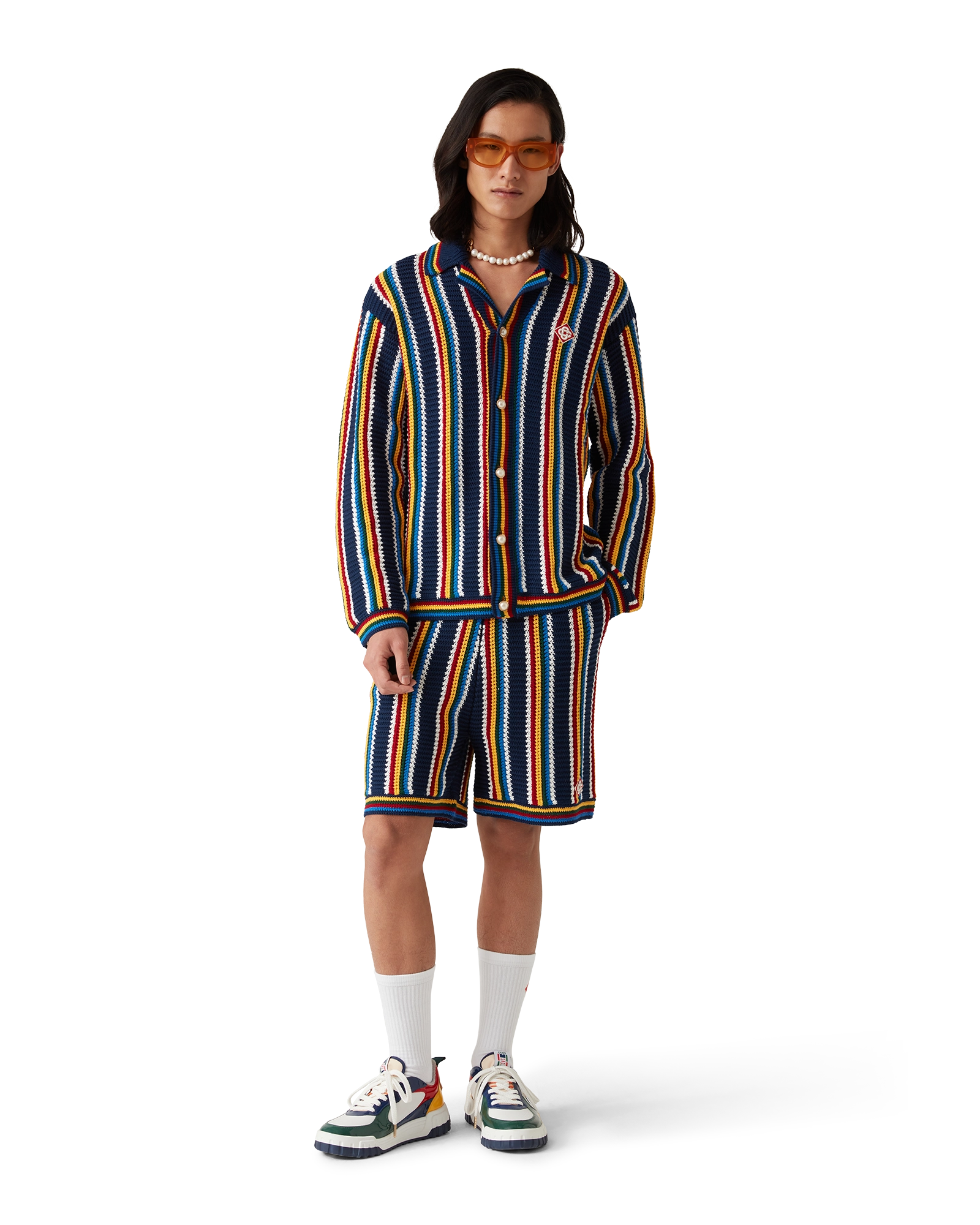 Crochet Long Sleeve Stripe Shirt - 图片 2