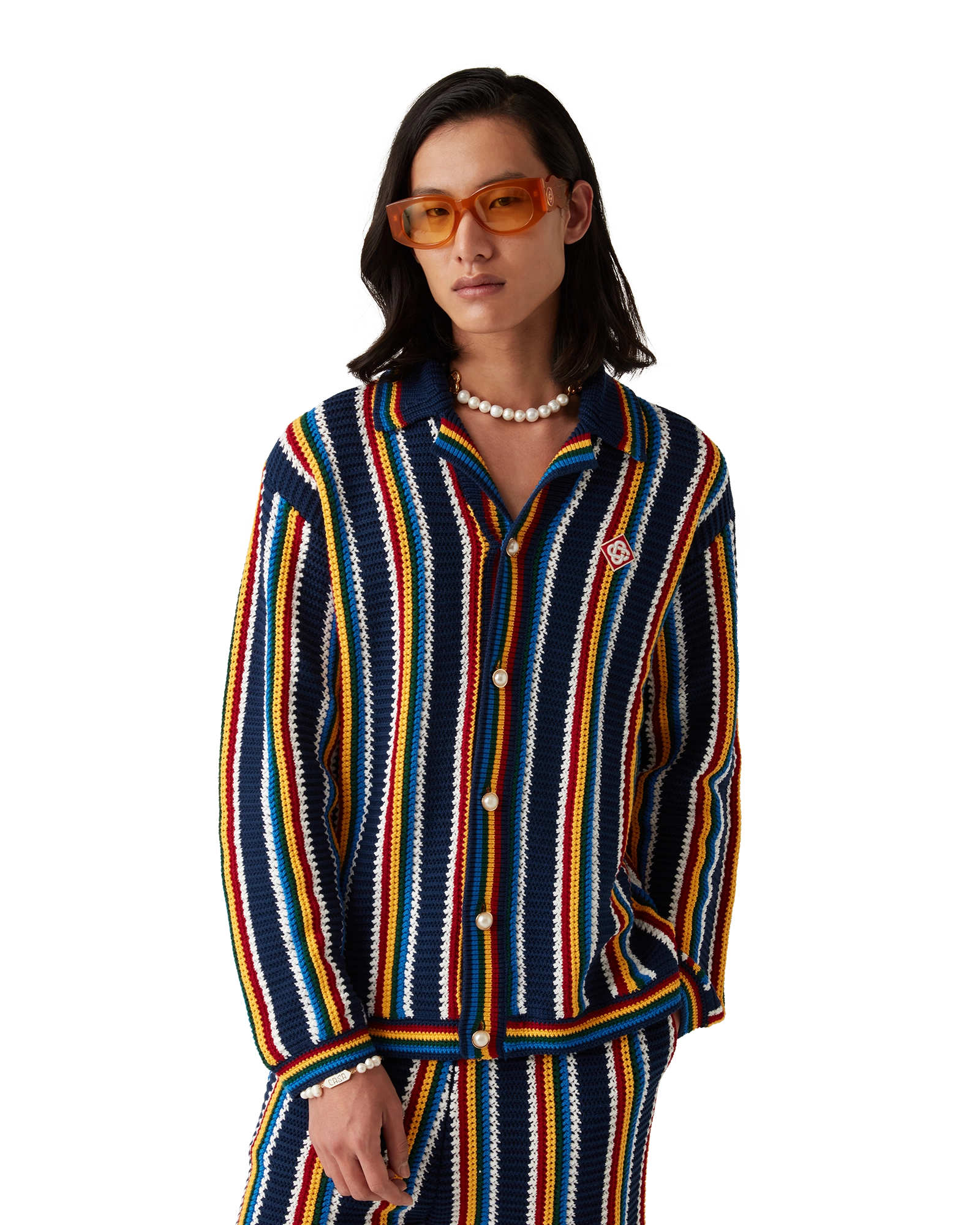 Crochet Long Sleeve Stripe Shirt - 图片 4