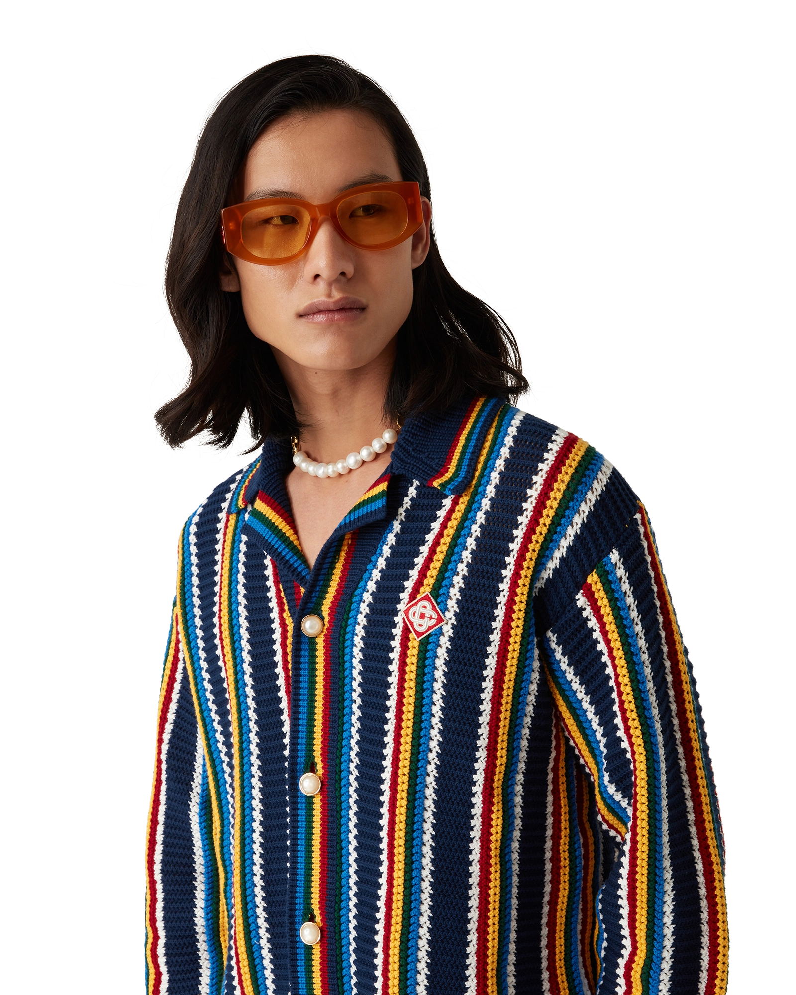 Crochet Long Sleeve Stripe Shirt - 图片 5