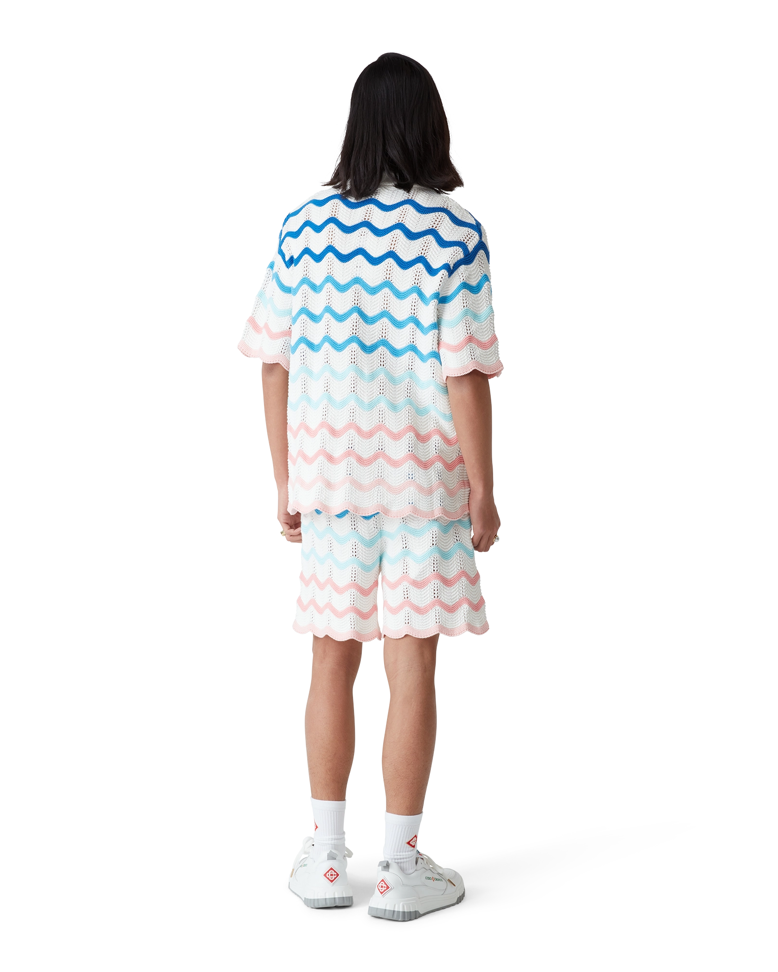 Gradient Wave Short Sleeve Crochet Shirt - 图片 3
