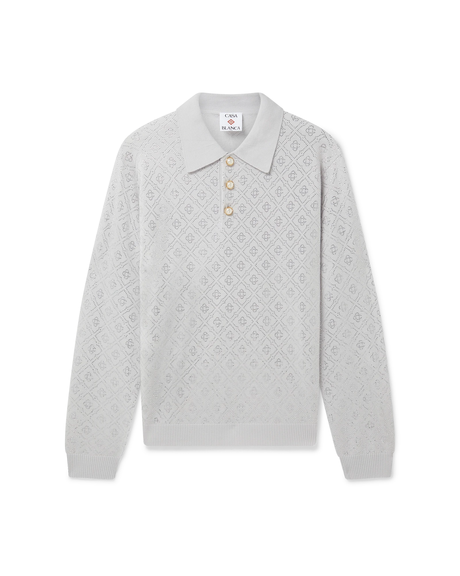 Crystal Monogram Knit Polo Shirt