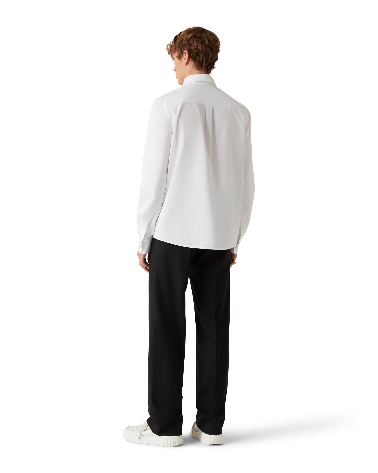 Pearl Diamond Long Sleeve Patch Cotton Shirt - 图片 3