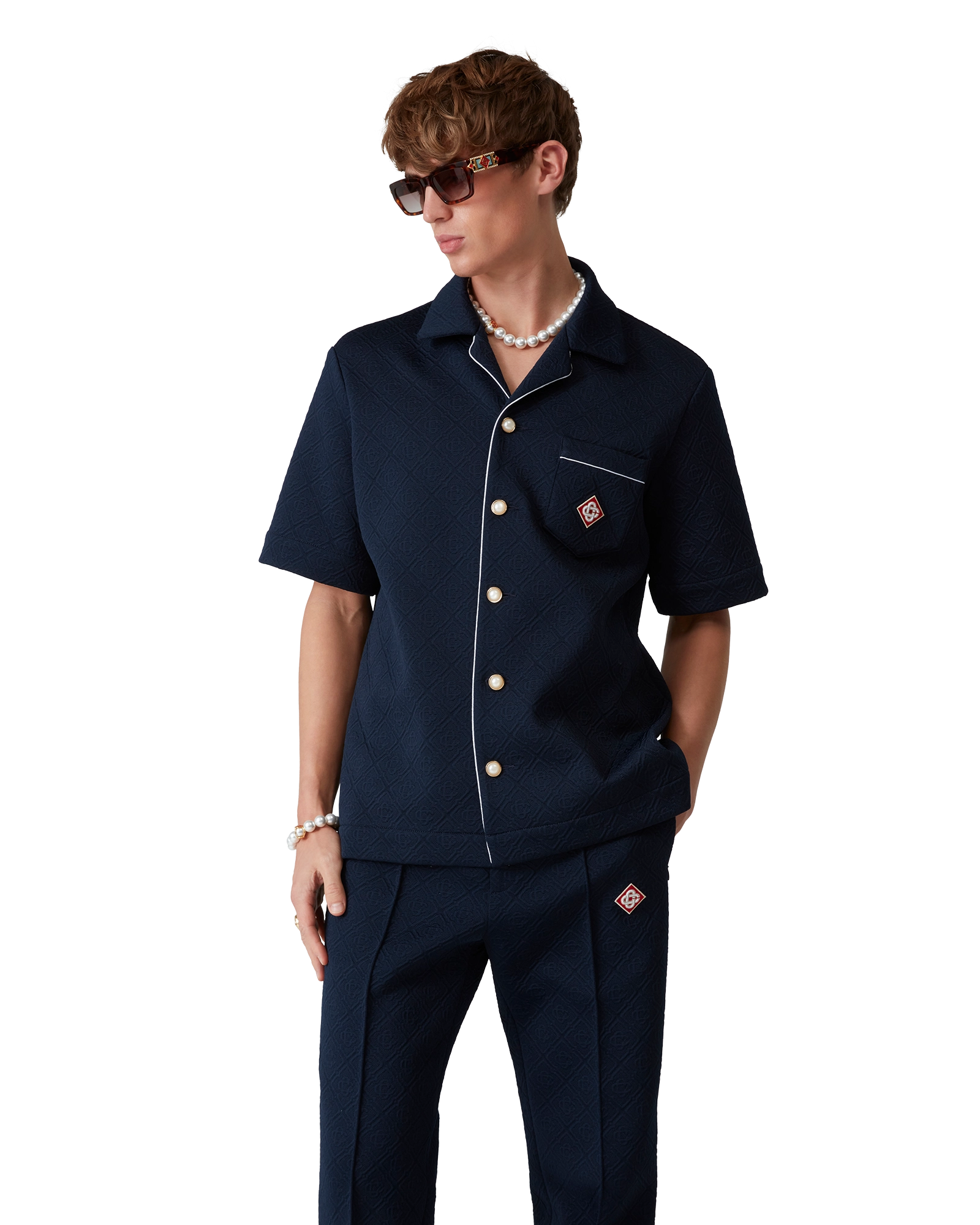 Jacquard Monogram Short Sleeve Shirt - 图片 4