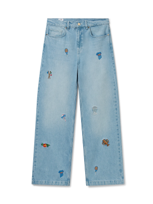 Embroidered Motif Jeans