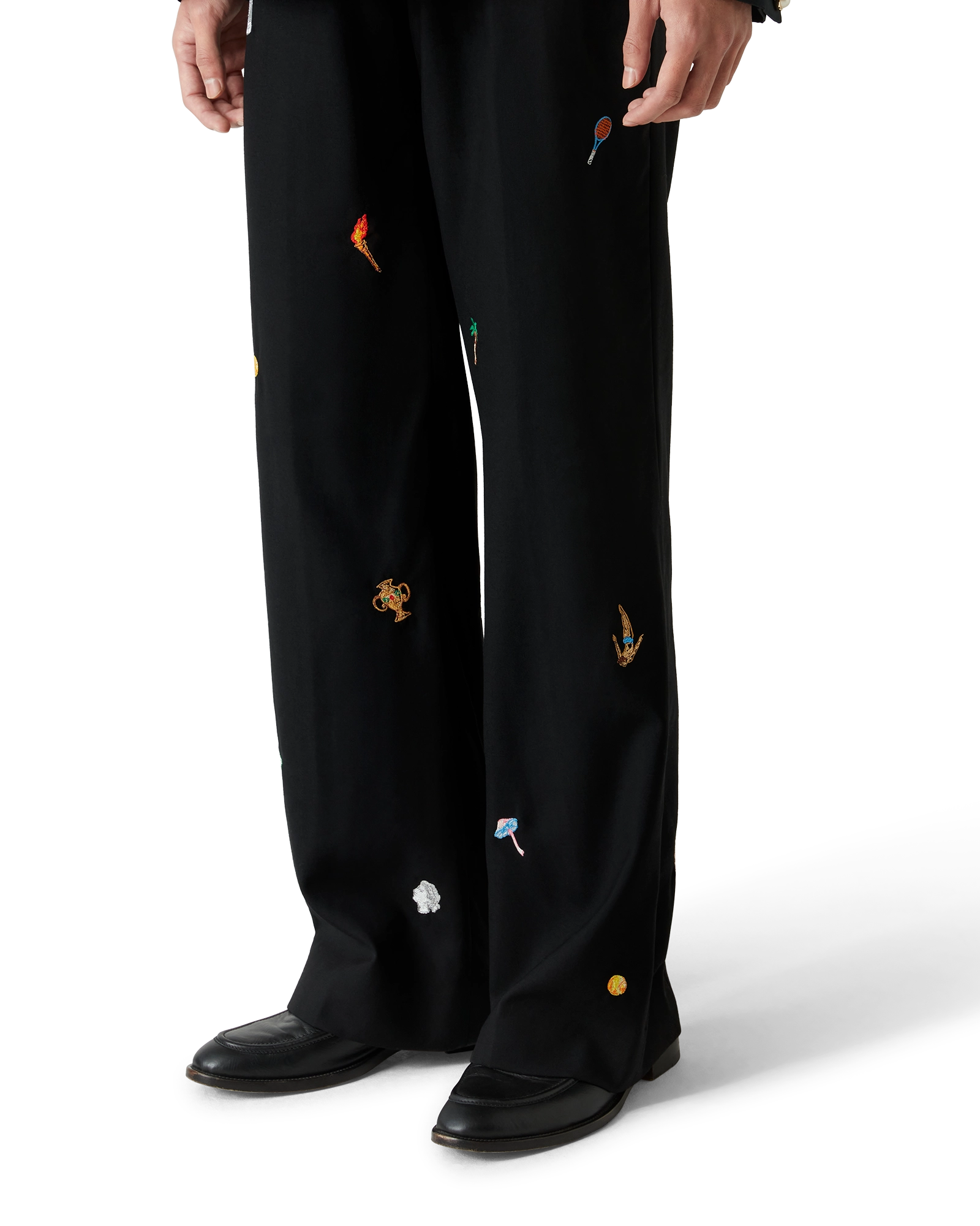 Embroidered Motif Wool Tailored Trousers - 图片 4