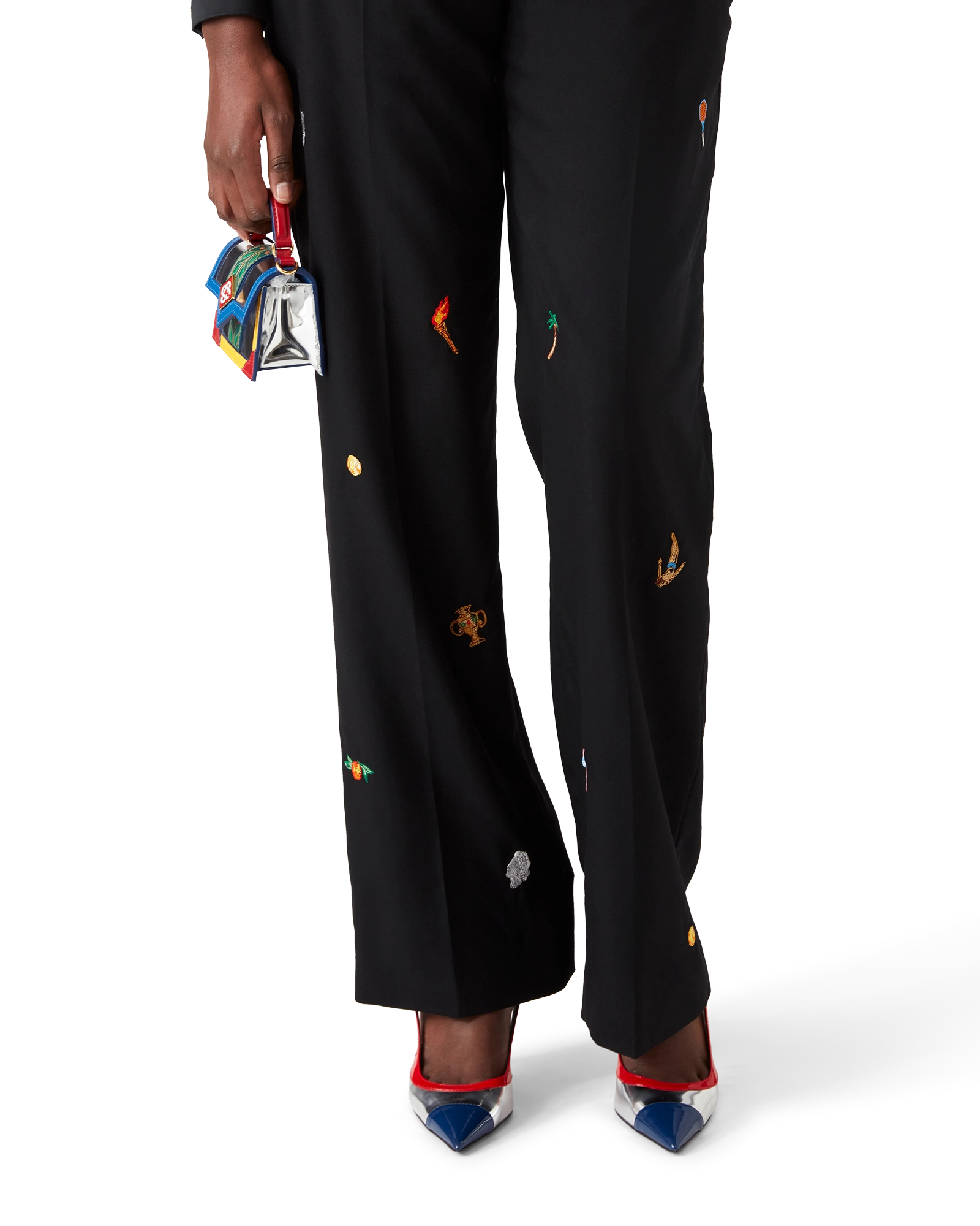 Embroidered Motif Wool Tailored Trousers - 图片 4